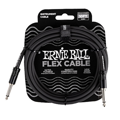 Ernie Ball Flex Düz/Düz Uçlu 3m Siyah Enstrüman Kablosu